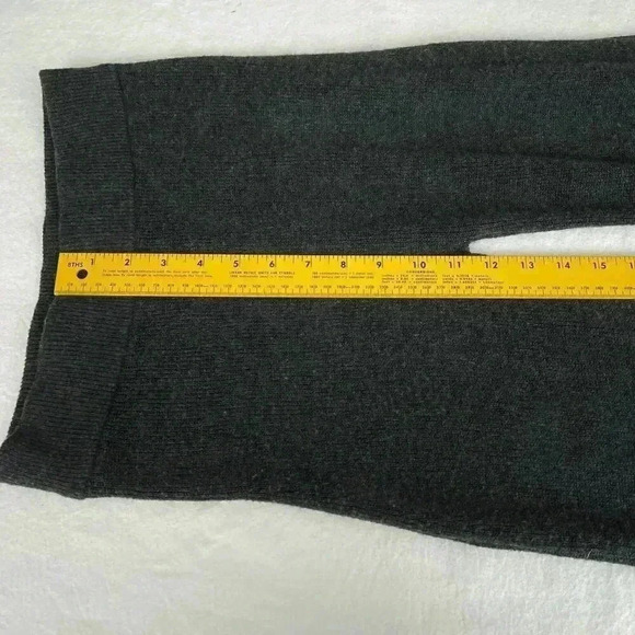 Charcoal Knit Wool High-Waisted Pants Flare Slit Le Ore Comfort Size S - Picture 7 of 11